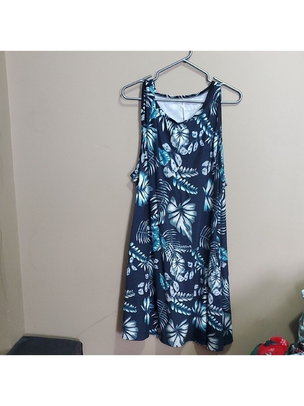 Floral Sleeveless Dress - Blue and White Size 3xl